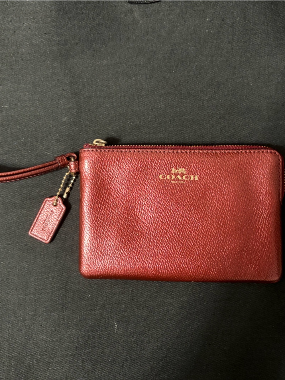 Coach Burgundy Leather Wristlet